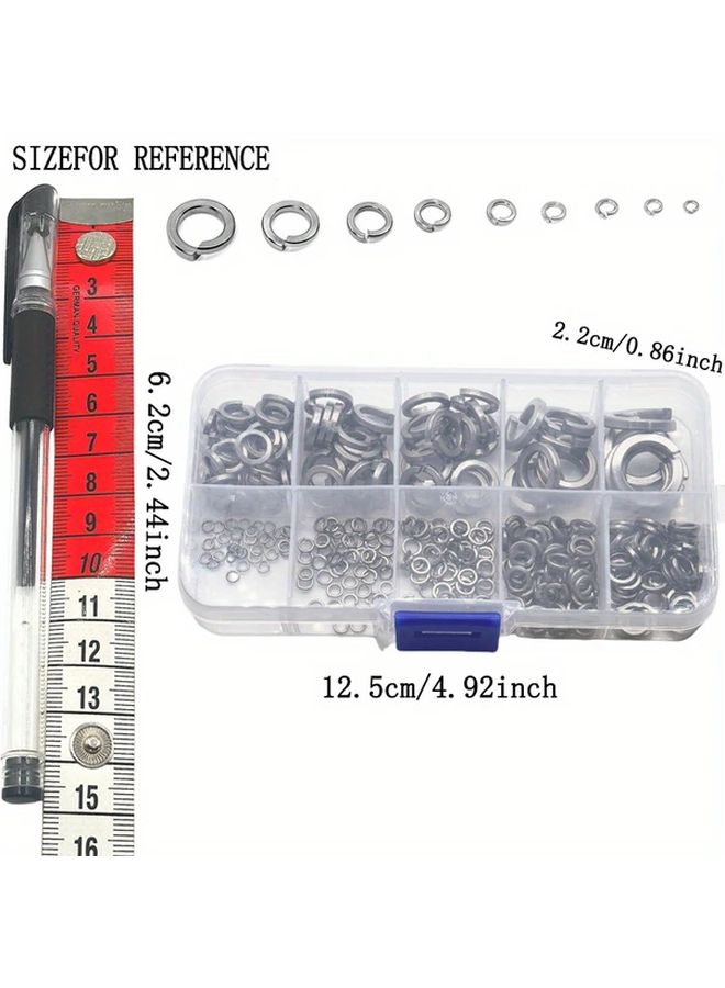 304 Stainless Steel Spring Washers Assortment Kit 620 Pcs 9 Sizes M2 M3 M4 M5 M6 M8 M10 M12 - Image 5