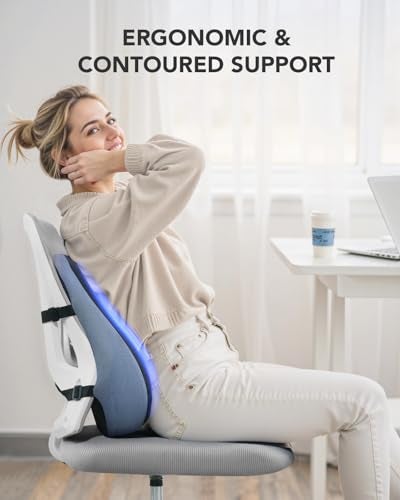 HUANUO Lumbar Support Pillow for Office Chair Car Back Support Pillow Memory Foam Back Cushion with Double Adjustable Straps Ergonomic Posture Corrector for Sitting Comfort - Image 3