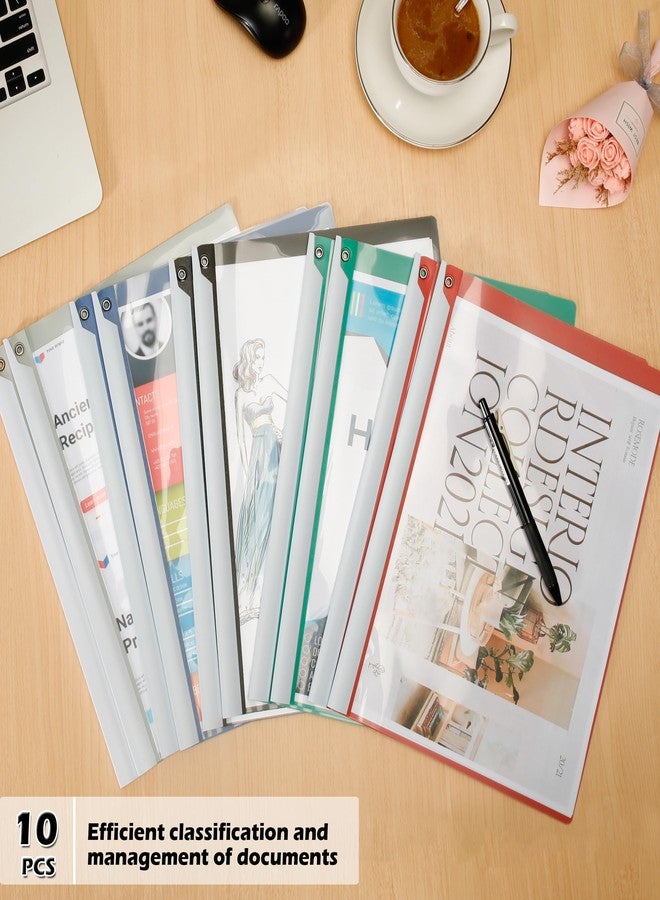 Dlicoda Report Covers with Swing Clip, 10 Pack Clear Front Presentation folders for A4/Letter Size, 8.9'' x 11.9'', 40 Sheet Capacity, No Punch Needed (Multicolor) - Image 2