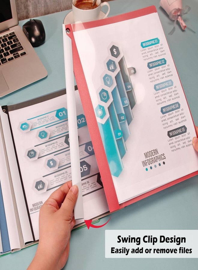 Dlicoda Report Covers with Swing Clip, 10 Pack Clear Front Presentation folders for A4/Letter Size, 8.9'' x 11.9'', 40 Sheet Capacity, No Punch Needed (Multicolor) - Image 3