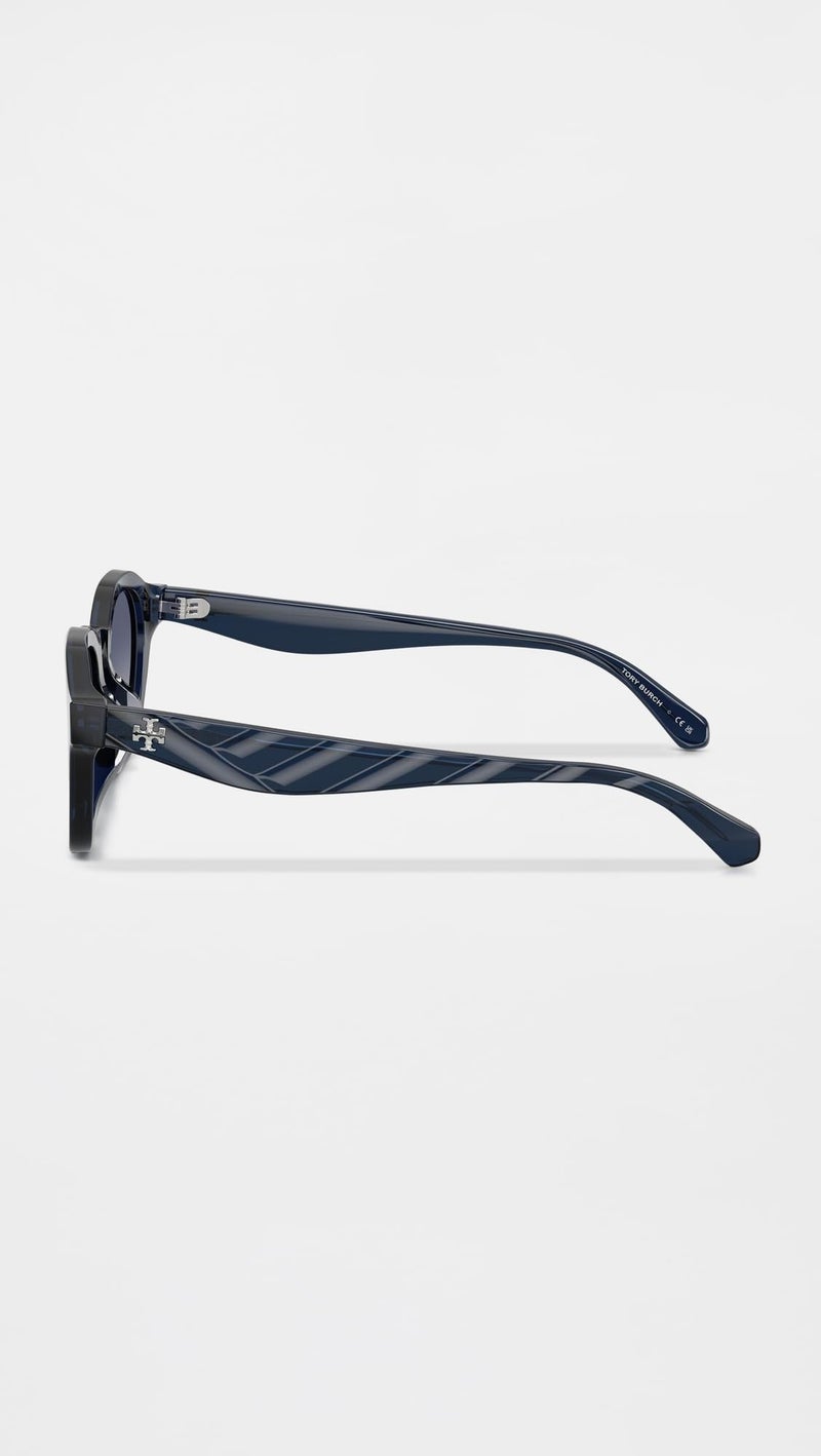 Tory Burch Women's Kira Phantos Sunglasses, Transparent Blue, One Size - Image 3