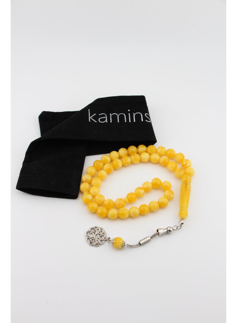 Kamins Collection Amber Resin / 45 Bead / Tasbih / Prayer Beads / Yellow - Image 1