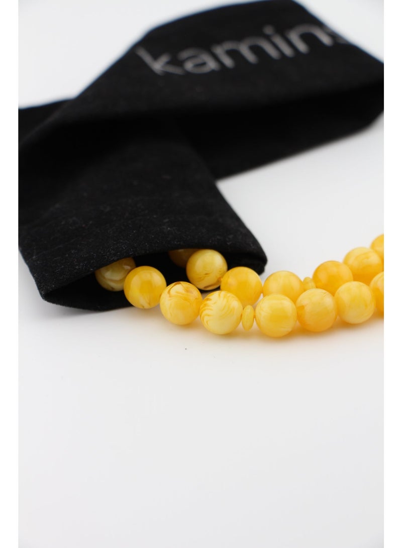 Kamins Collection Amber Resin / 45 Bead / Tasbih / Prayer Beads / Yellow - Image 2