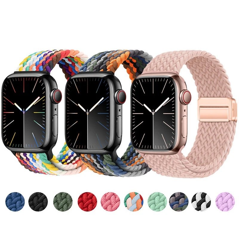 Bluejw New Magnetic Nylon Braided Loop Strap for Apple Watch Series 9 8 – Replace the Watch Strap with Elastic Bracelet & 49mm Metal Buckle Band for Women - Image 2