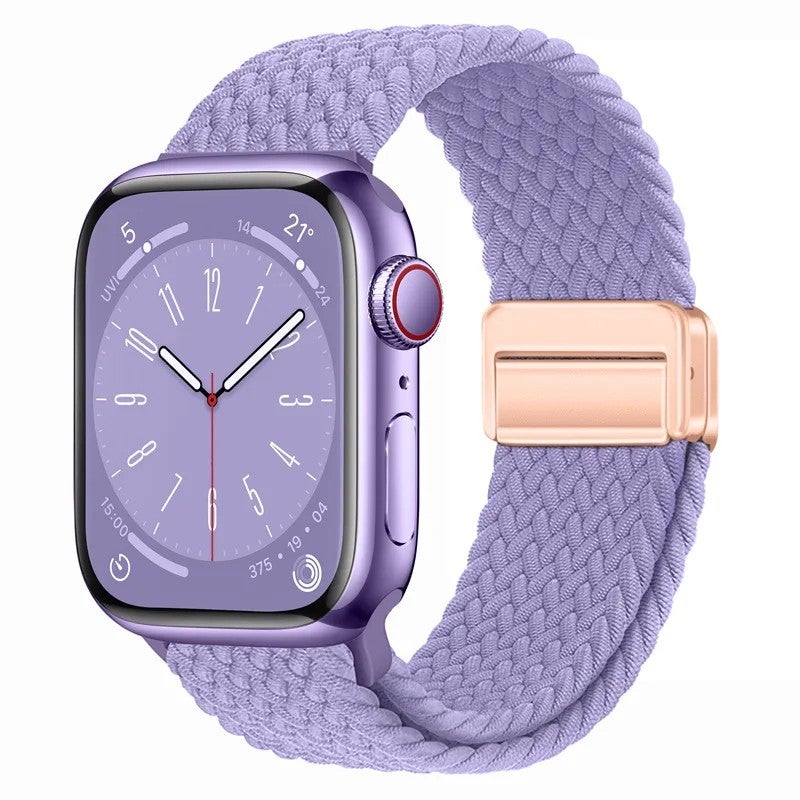 Bluejw New Magnetic Nylon Braided Loop Strap for Apple Watch Series 9 8 – Replace the Watch Strap with Elastic Bracelet & 49mm Metal Buckle Band for Women - Image 1