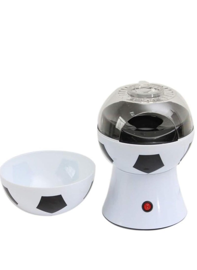 ELTRAZONE Popcorn Poppers Air Popcorn Maker for Healthy, Fat-Free Popcorn, Retro Hot Air Popcorn Machine (Football Style), Quick & Easy Snack Maker for Home, Family, and Parties (White & Black) - Image 1
