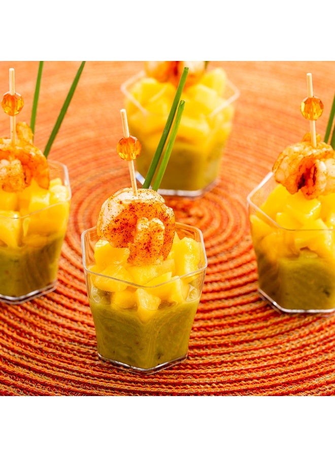 Restaurantware 2 Ounce Appetizer Glasses, 100 Hexagon Plastic Glasses - Disposable, Serve Samples, Starters, Snacks, Or Desserts, Clear Plastic Dessert Glasses, For Weddings Or Catering - Image 3