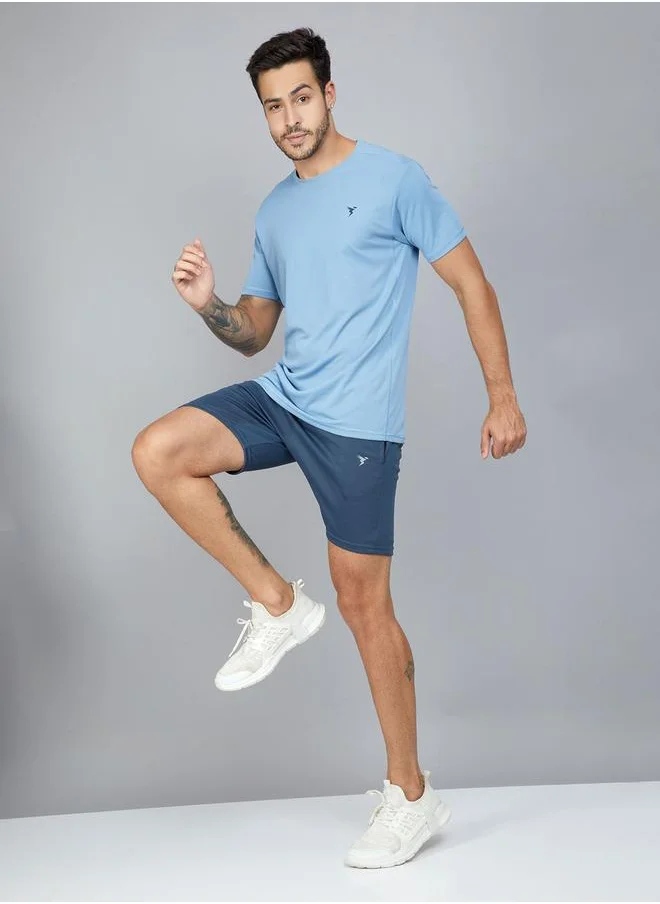 تكنوسبورت Technosport Men Solid Slim Fit Shorts with TECHNO DRY