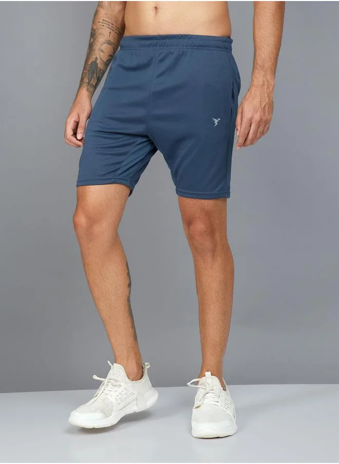 تكنوسبورت Technosport Men Solid Slim Fit Shorts with TECHNO DRY