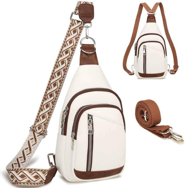 MYHOZEE Sling Bag for Women Trendy Small Sling Backpack Crossbody Purse Faux Leather Cross Body Bag Fanny Packs with 2 Removable & Adjustable Strap Anti Theft Chest Belt Sash Bags for Travel Hiking Cycling - Image 1