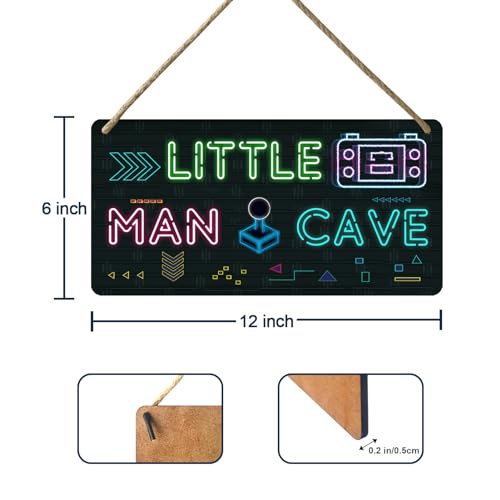 Yoecod Gamer Room Decor For Boys Bedroom Wall Decor For Men Gaming Decor Game Room Accessories Kids Decorations For Bedroom Little Man Cave Wooden Door Sign Cool Stuff For Your Room Gaming Wall Art 12x6 In - Image 2