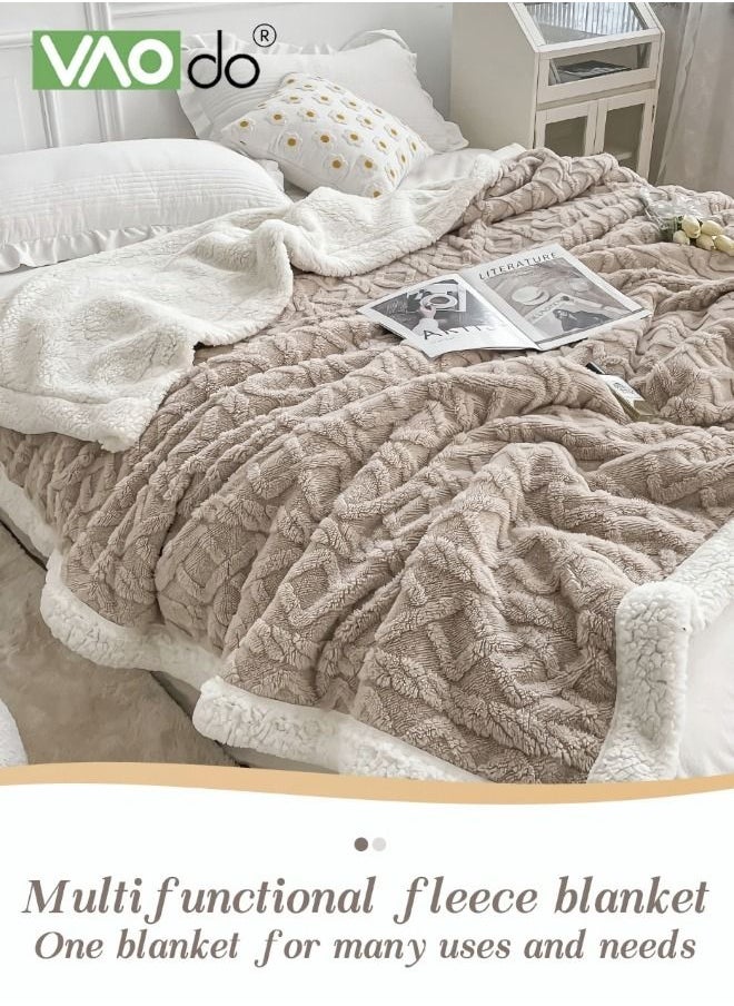 Double-sided Blanket Simple Solid Color Blanket Three-dimensional Jacquard Design On The Surface Soft And Skin-friendly Breathable And Warm Blanket 180*200cm Brown