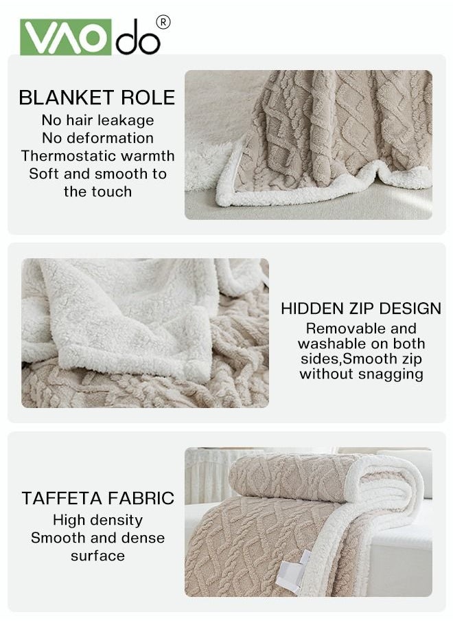 Double-sided Blanket Simple Solid Color Blanket Three-dimensional Jacquard Design On The Surface Soft And Skin-friendly Breathable And Warm Blanket 180*200cm Brown