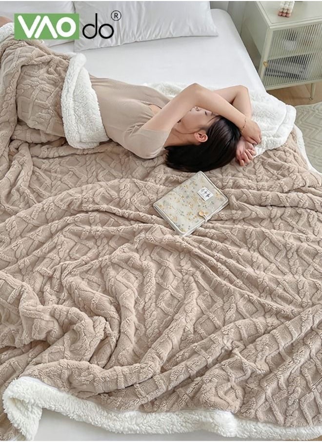 Double-sided Blanket Simple Solid Color Blanket Three-dimensional Jacquard Design On The Surface Soft And Skin-friendly Breathable And Warm Blanket 180*200cm Brown