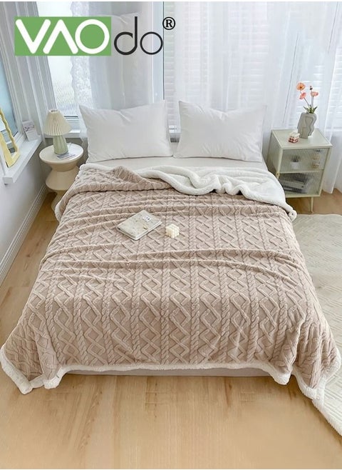 Double-sided Blanket Simple Solid Color Blanket Three-dimensional Jacquard Design On The Surface Soft And Skin-friendly Breathable And Warm Blanket 180*200cm Brown