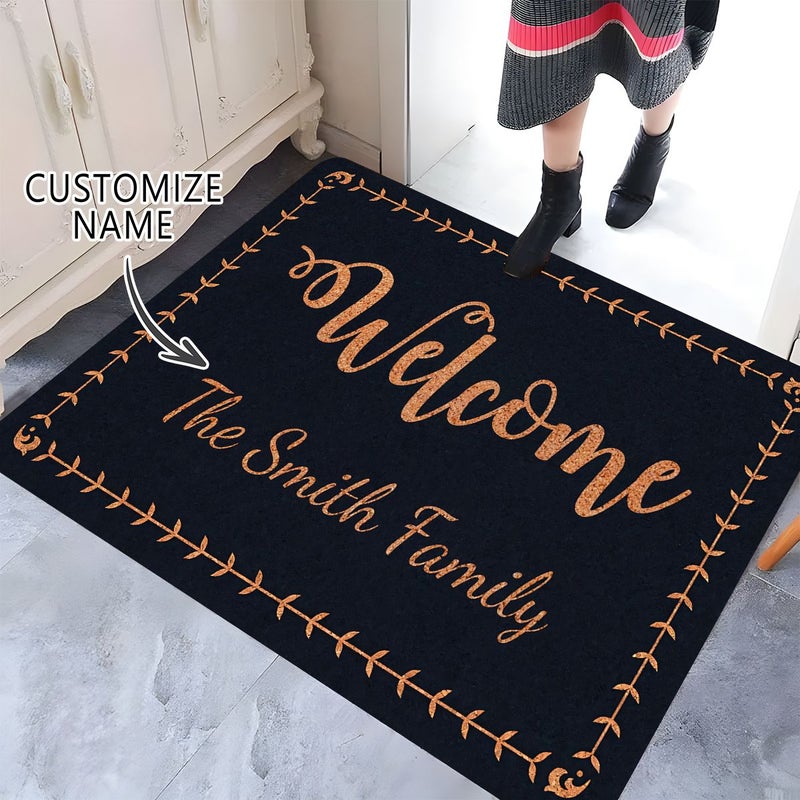 Personalized Custom Name Patterned Entrance Mat 50x80cm Non Slip Washable Soft - Image 1