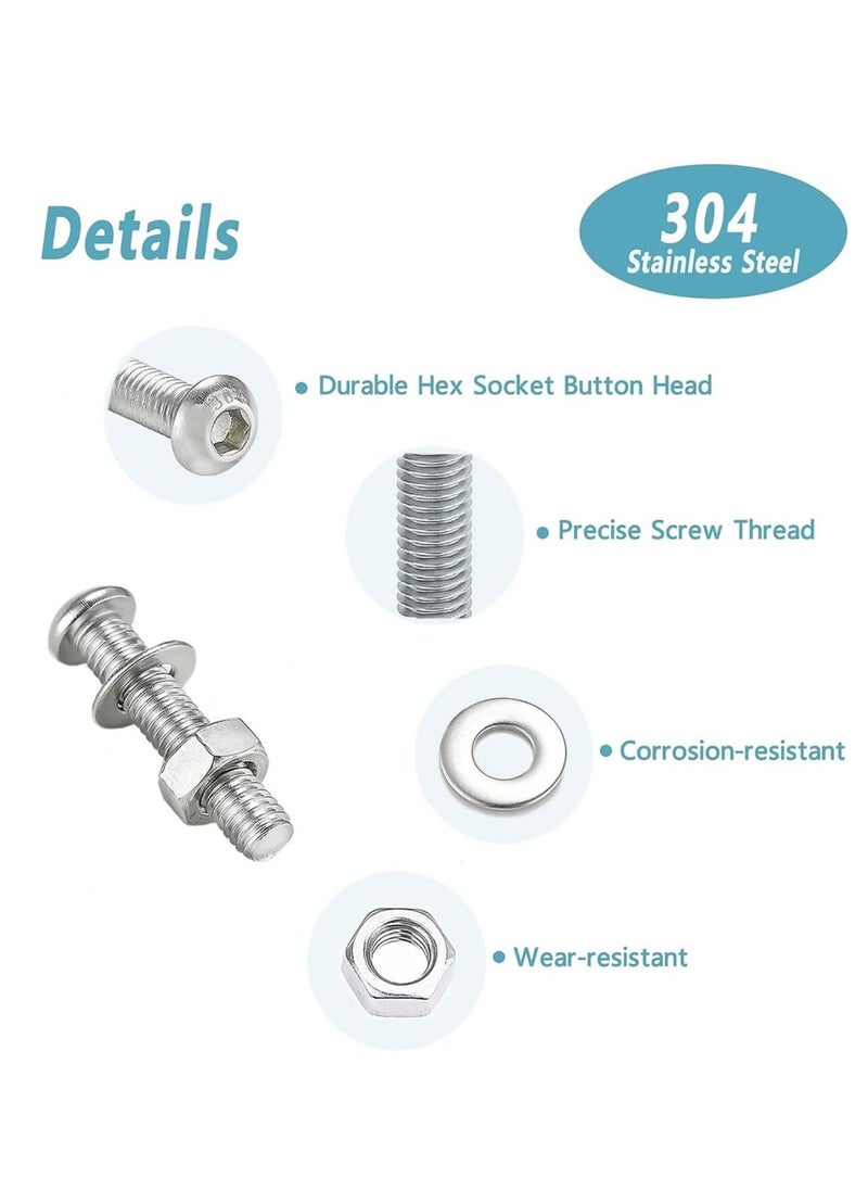 SYOSI - 880Pcs M6 M5 M4 M3 Screws Bolts Nuts Lock and Flat Gasket Washers Assortment Kit Stainless Steel Hex Socket Button Head Bolts Nuts Washers Kit with 4Pieces Hex Keys for Free included Tool Box - Image 1