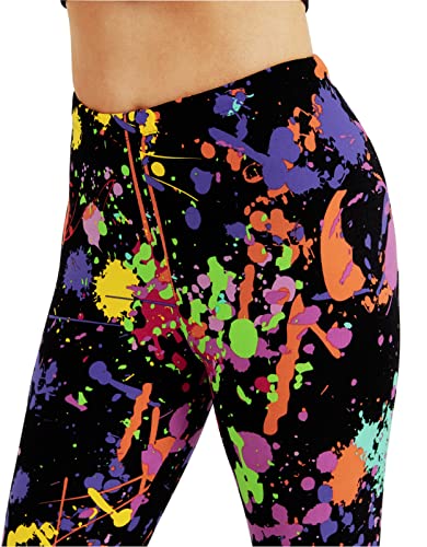 sissycos Women's 80s Leggings Artistic Splash Printed Buttery Soft Stretchy Pants (X-Large, Color Splash Black) - Image 5