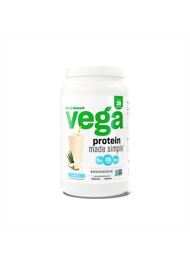 Vega Protein Made Simple Protein Powder, Vanilla - Stevia Free, Vegan, Plant Based, Healthy, Gluten Free, Pea Protein for Women and Men, 2.2 lbs (Packaging May Vary)  - Image 1