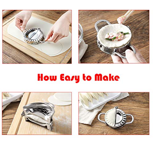 MGGi Stainless Steel Dumpling Maker, Pie Gyoza Empanada Press Mold, Ravioli Dumpling Mould Pastry Tools, 1 Set, Small+Big - Image 3