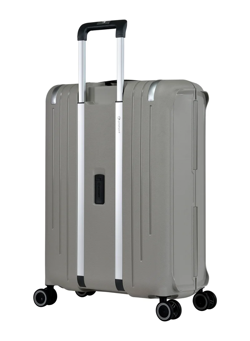 eminent Vertica Hard Case Travel Bag Luggage Trolley Polypropylene Lightweight Suitcase 4 Quiet Double Spinner Wheels With Tsa Lock B0006 Grey
