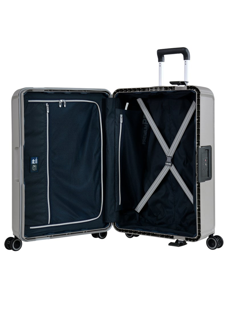 eminent - Vertica Hard Case Travel Bag Luggage Trolley Polypropylene Lightweight Suitcase 4 Quiet Double Spinner Wheels With Tsa Lock B0006 Grey - Image 1