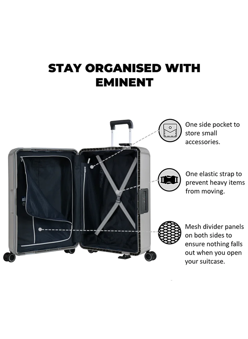 eminent Vertica Hard Case Travel Bag Luggage Trolley Polypropylene Lightweight Suitcase 4 Quiet Double Spinner Wheels With Tsa Lock B0006 Grey