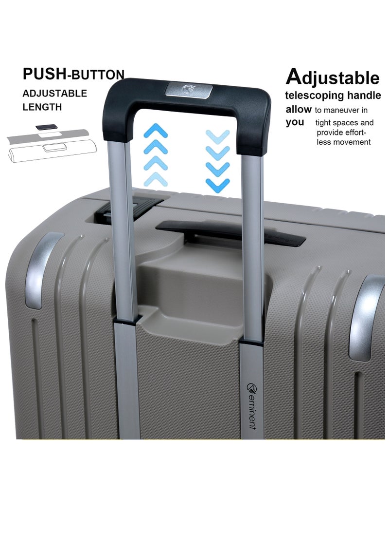eminent - Vertica Hard Case Travel Bag Luggage Trolley Polypropylene Lightweight Suitcase 4 Quiet Double Spinner Wheels With Tsa Lock B0006 Grey - Image 1