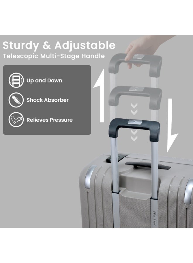 إيمينينت حقيبة سفر صلبة بعجلات مزدوجة هادئة وقفل ، بولي بروبلين خفيف الوزن، رمادي - Image 3