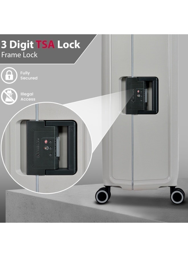 إيمينينت حقيبة سفر صلبة بعجلات مزدوجة هادئة وقفل ، بولي بروبلين خفيف الوزن، رمادي - Image 4