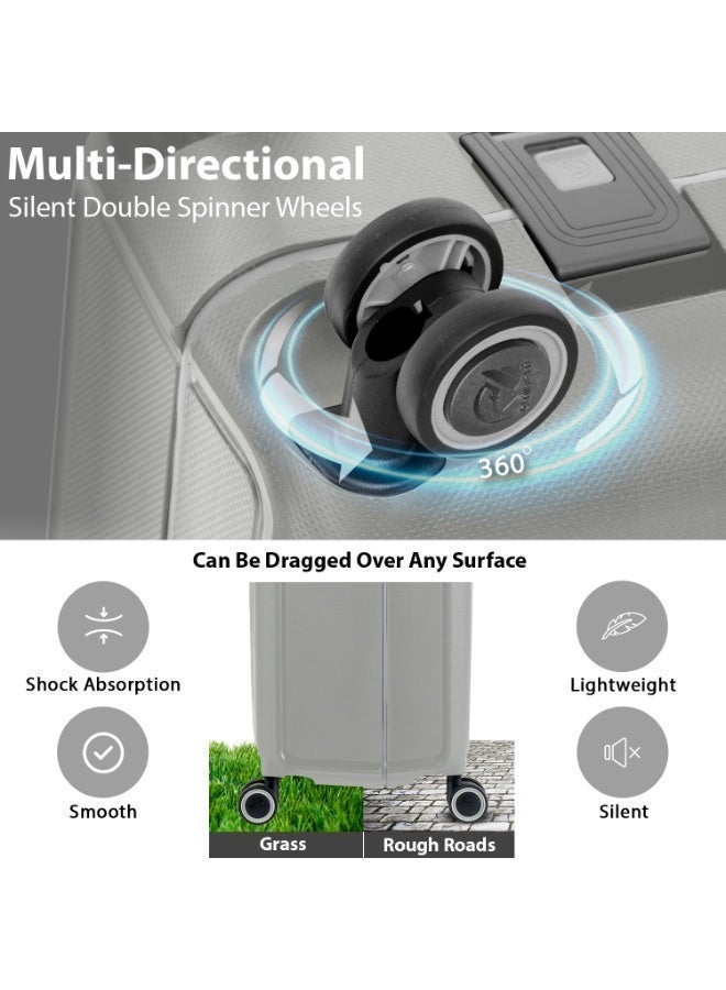 إيمينينت حقيبة سفر صلبة بعجلات مزدوجة هادئة وقفل ، بولي بروبلين خفيف الوزن، رمادي - Image 5