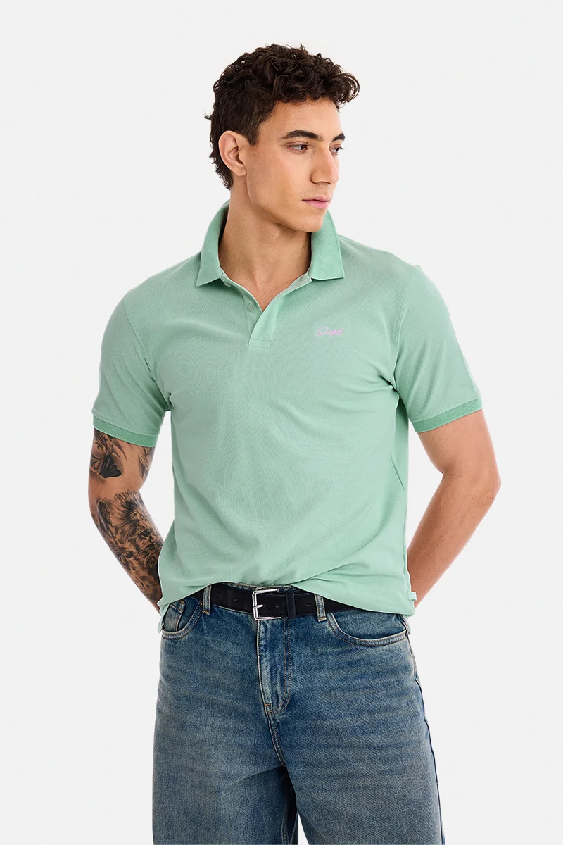 سنيتش Mint Solid Half Sleeve Regular Fit T-Shirt