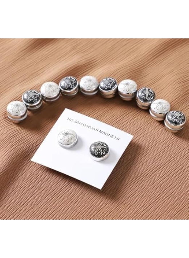 دبابيس حجاب مغناطيسية – أسود وأبيض، معدن محفور، تثبيت قوي بدون تلف، طقم 2 قطعة - Image 1