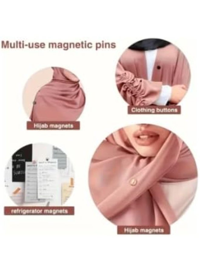 دبابيس حجاب مغناطيسية – أسود وأبيض، معدن محفور، تثبيت قوي بدون تلف، طقم 2 قطعة - Image 2