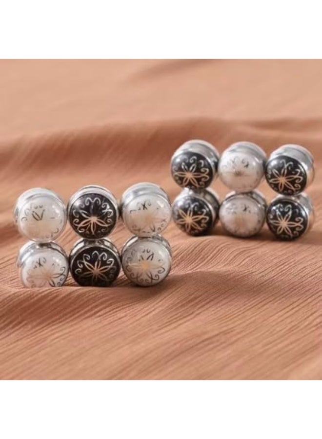 دبابيس حجاب مغناطيسية – أسود وأبيض، معدن محفور، تثبيت قوي بدون تلف، طقم 2 قطعة - Image 4