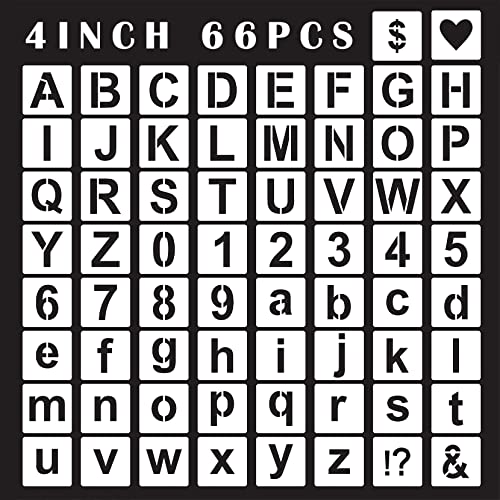 Mossdecal Letter Stencils Interlocking Stencils 4 Inch, 66Pcs Numbers Stencils Reusable Alphabet Stencils Templates for Painting on Wood, Wall, Fabric, Rock, Chalkboard, Signage and DIY Art Projects - Image 1