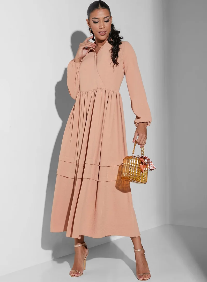 Namshi x Modanisa Balloon Sleeve Surplice Dress