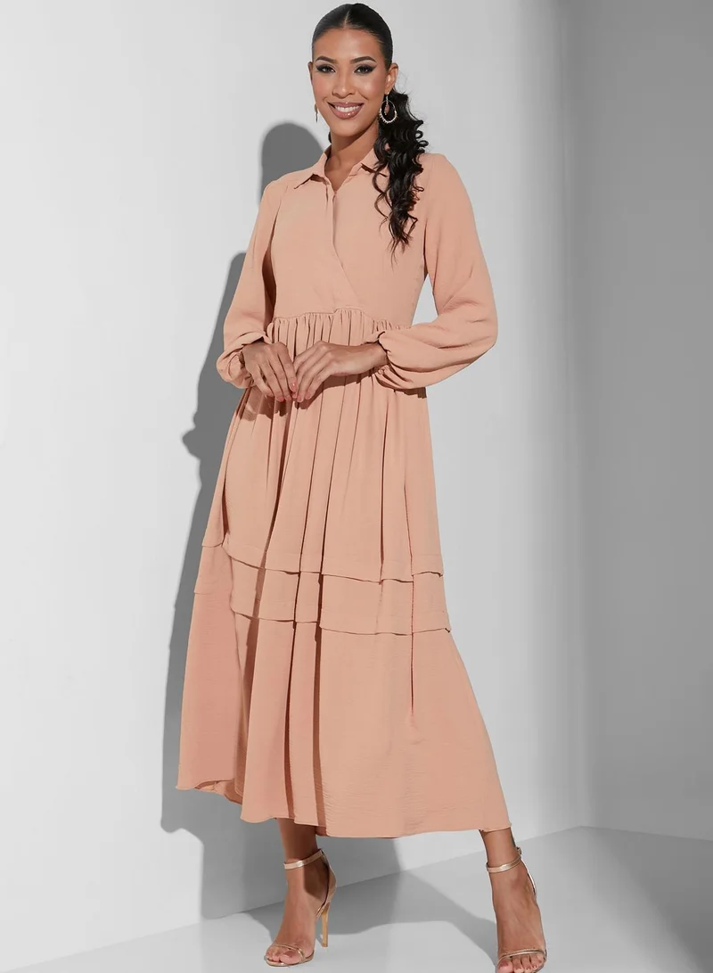 Namshi x Modanisa Balloon Sleeve Surplice Dress