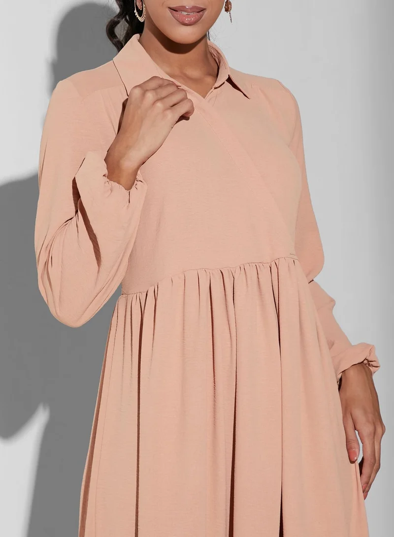 Namshi x Modanisa Balloon Sleeve Surplice Dress