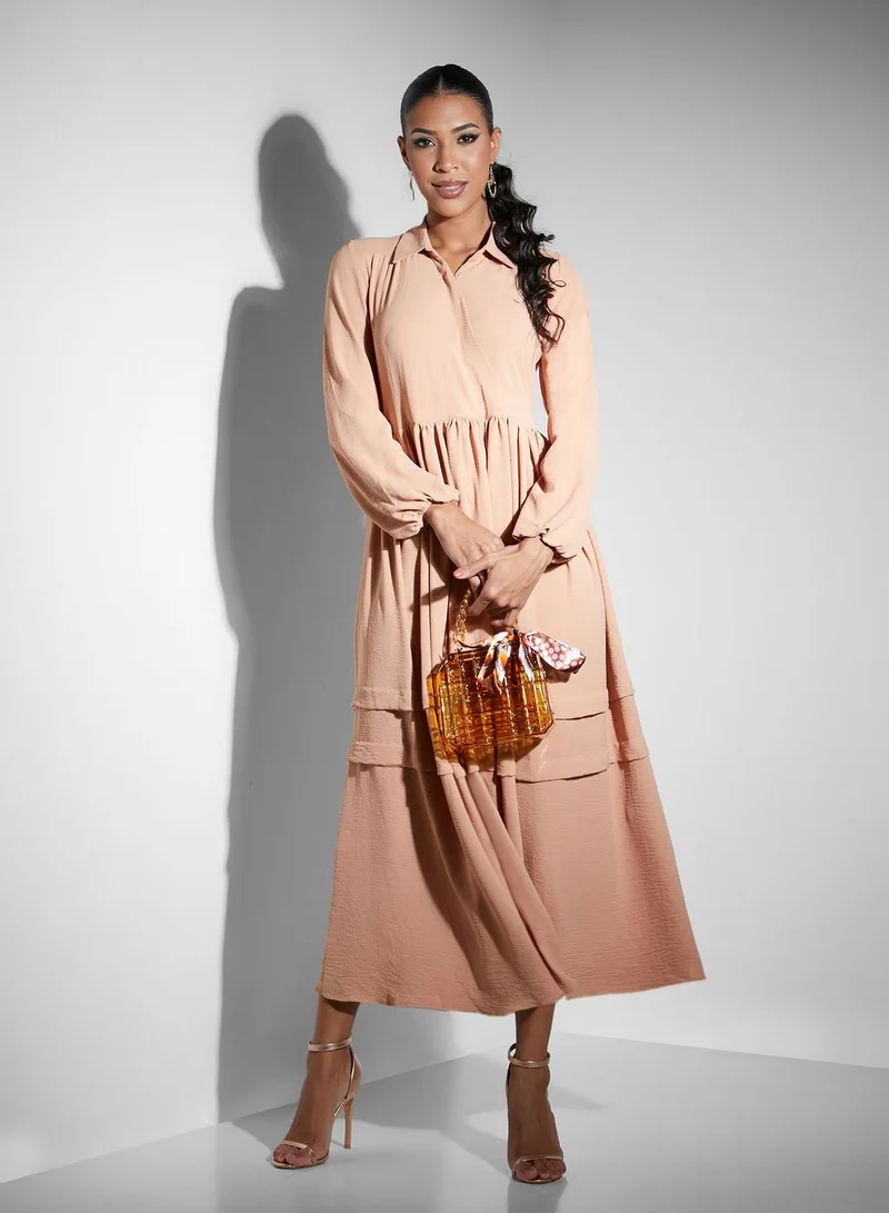 Namshi x Modanisa Balloon Sleeve Surplice Dress