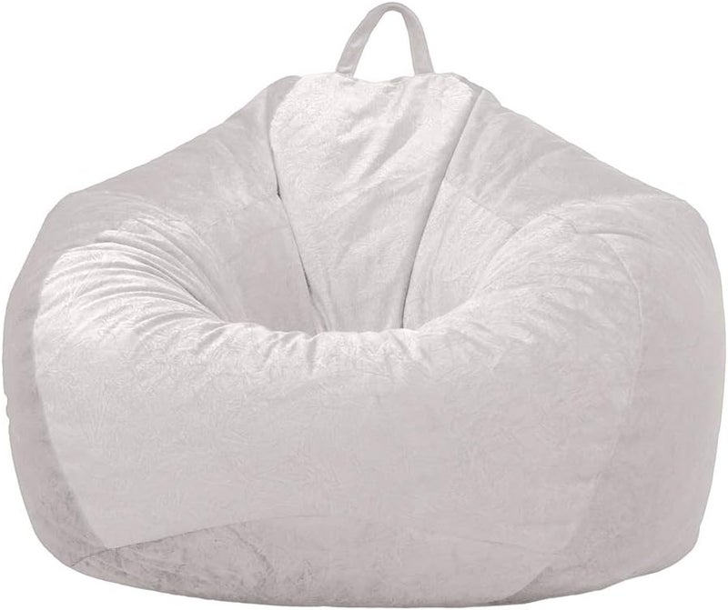 klarako Lounger Chairs Sofa Cover Velvet Bean Bag Cover with Handle Inner Pockets - Almond Color - Image 4