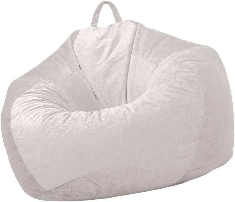 klarako Lounger Chairs Sofa Cover Velvet Bean Bag Cover with Handle Inner Pockets - Almond Color - Image 2