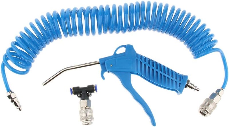 klarako High Pressure Air Duster Gun with 5m Coiled Hose for Truck,Van,Lorry,Blower Cleaning  4×6 mm Blue, as described - Image 3