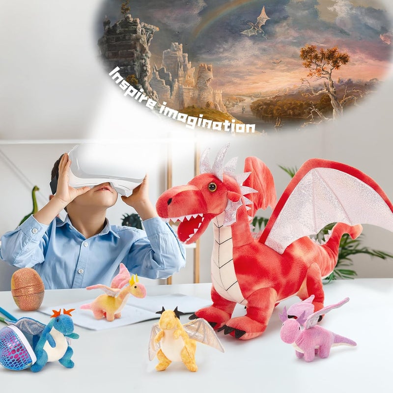 MorisMos 55 cm Dragon Cuddly Toy XXL with Baby in Belly, Red Large Plush Dragon Stuffed Toy, Plush Toy Dragor Dragon Teddies Birthday Christmas Gift for Boys - Image 5