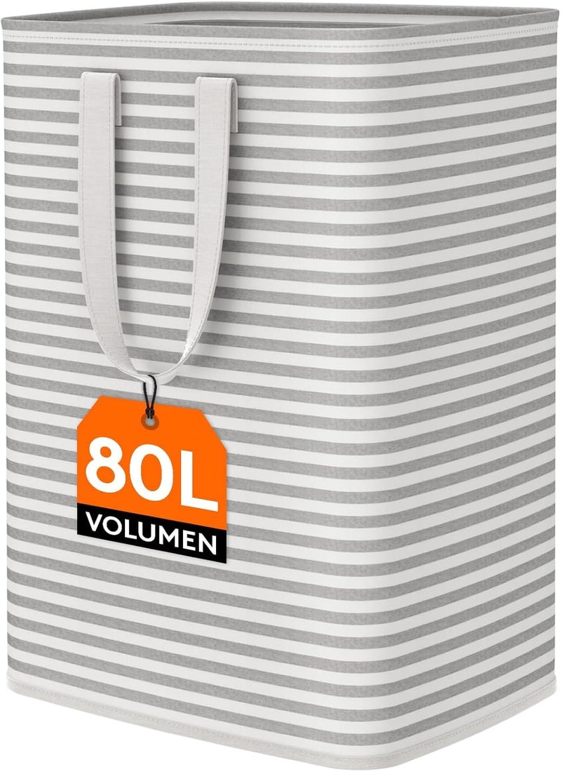Lifewit 80L Collapsible Washing Laundry Basket Hamper Dirty Clothes Basket Laundry Bin With Extended Handles For Storage Clothes Toys In Bedroom Bathroom Grey