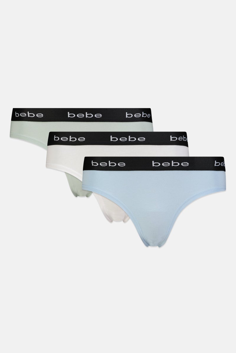 bebe Women 3 Pieces Brand Logo Cheeky Panties, Multicolor - Image 2