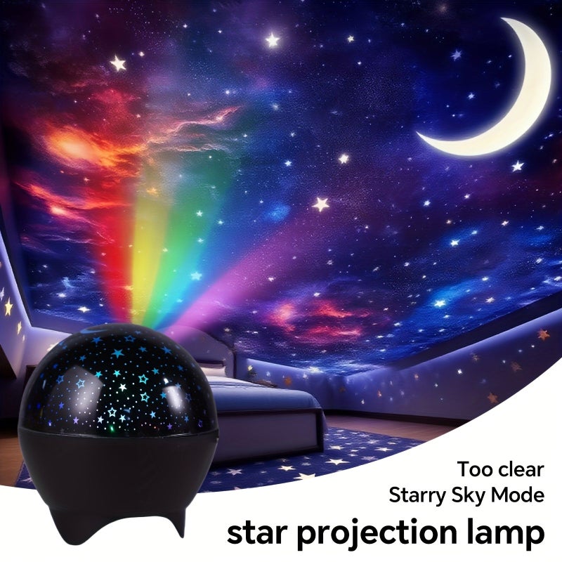 Star Moon Projection Night Light Black USB Powered Bedside Ambience Smart Lamp Decor - Image 4