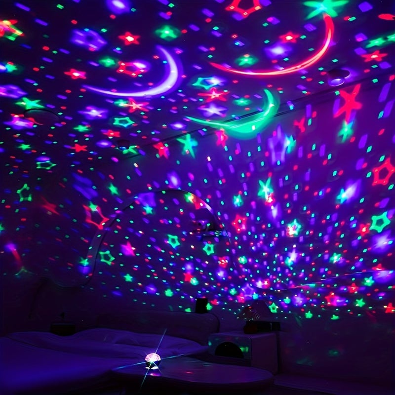 Star Moon Projection Night Light Black USB Powered Bedside Ambience Smart Lamp Decor - Image 2