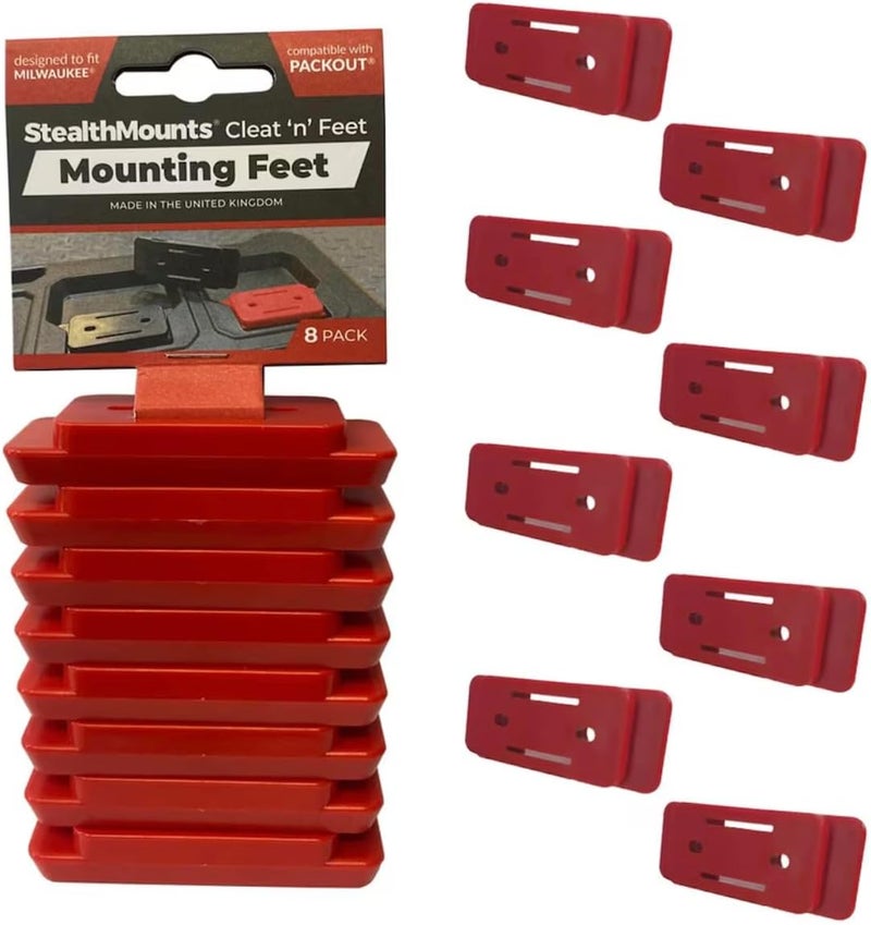StealthMounts Mounting Feet for Milwaukee Packout (8 Pack) - Red | Adapter for Packout System | Mounting Feet for Packout | Made in UK - Image 4