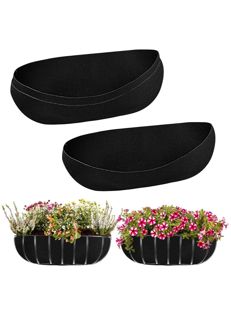 SOLARAE 24 Inch Planter Basket Liners Fabric Window Box Liners Felt Trough Planter Liner Replacement Black Flower Basket Liner Non-Woven Hanging Plant Liner for Planters Garden Fence, 3PCS - Image 1